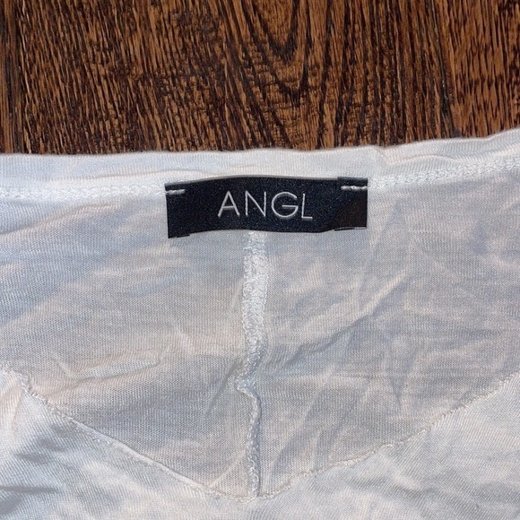 ANGL White Sheer Twist Front Short Sleeve Crop Top - Picture 2 of 3